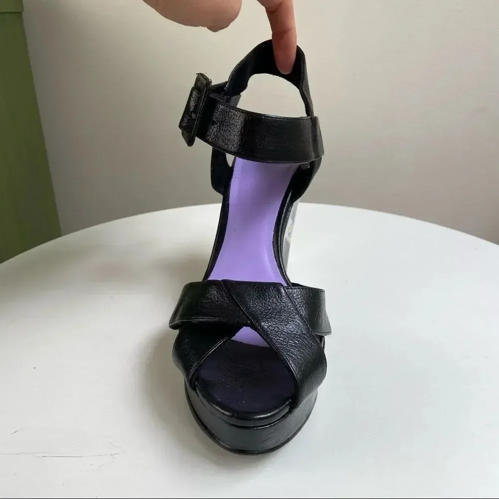 Hand Painted Nine West Platform Wedge Pumps Featuring Snake Motif One of a Kind